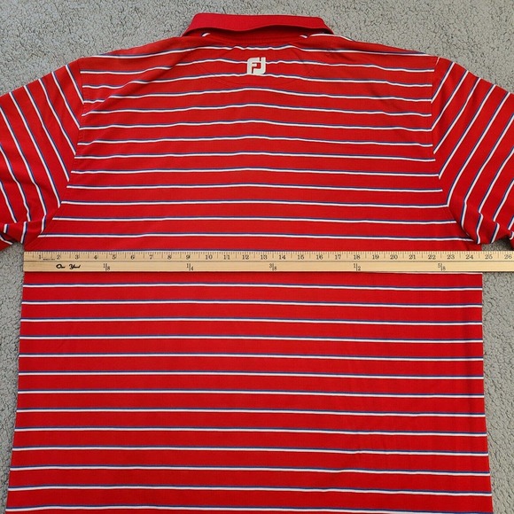 FootJoy Polo Shirt Mens XL Red Striped Striped Embroidered Collared Athletic - Picture 8 of 11